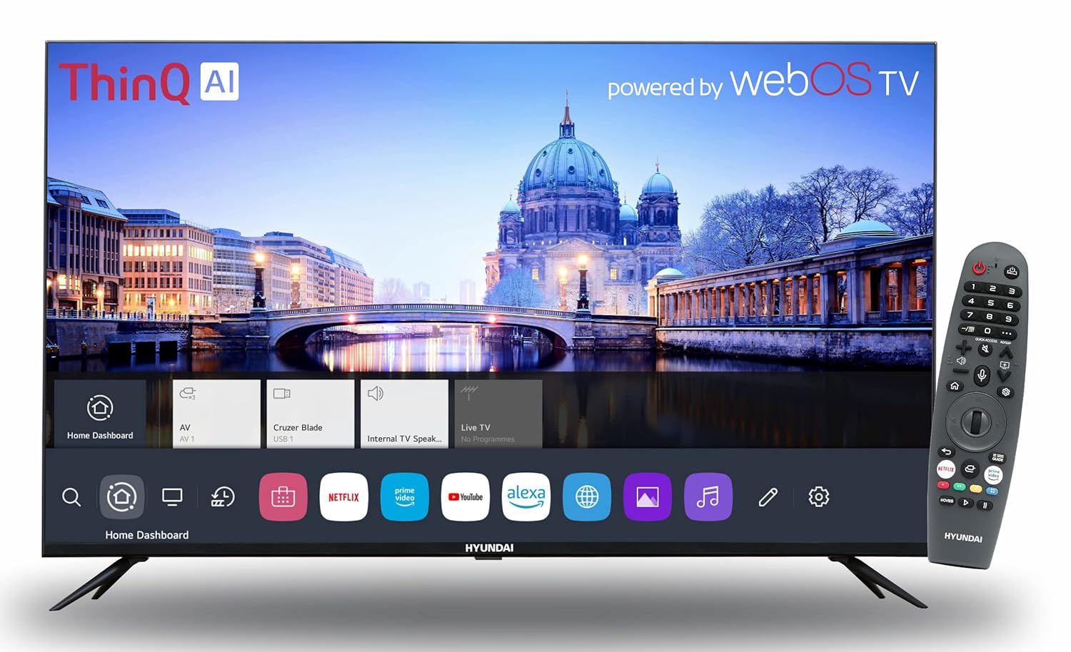 Hyundai 109 cm (43 inches) Frameless Series Full HD Smart LED TV SMTHY43FHDWSBYI5