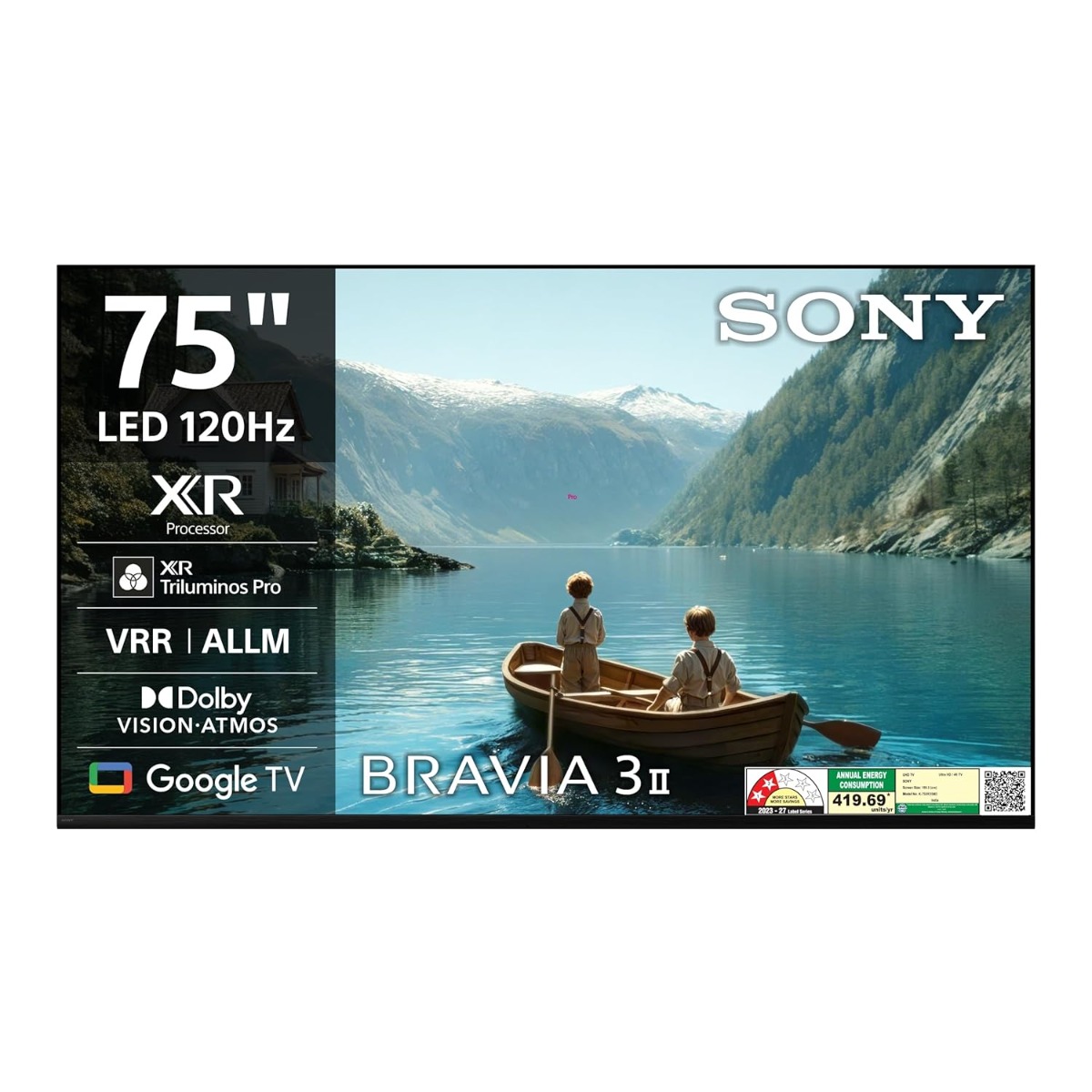Sony 189 cm (75 inches) BRAVIA 3II Ultra HD Smart LED Google TV K-75XR35M2
