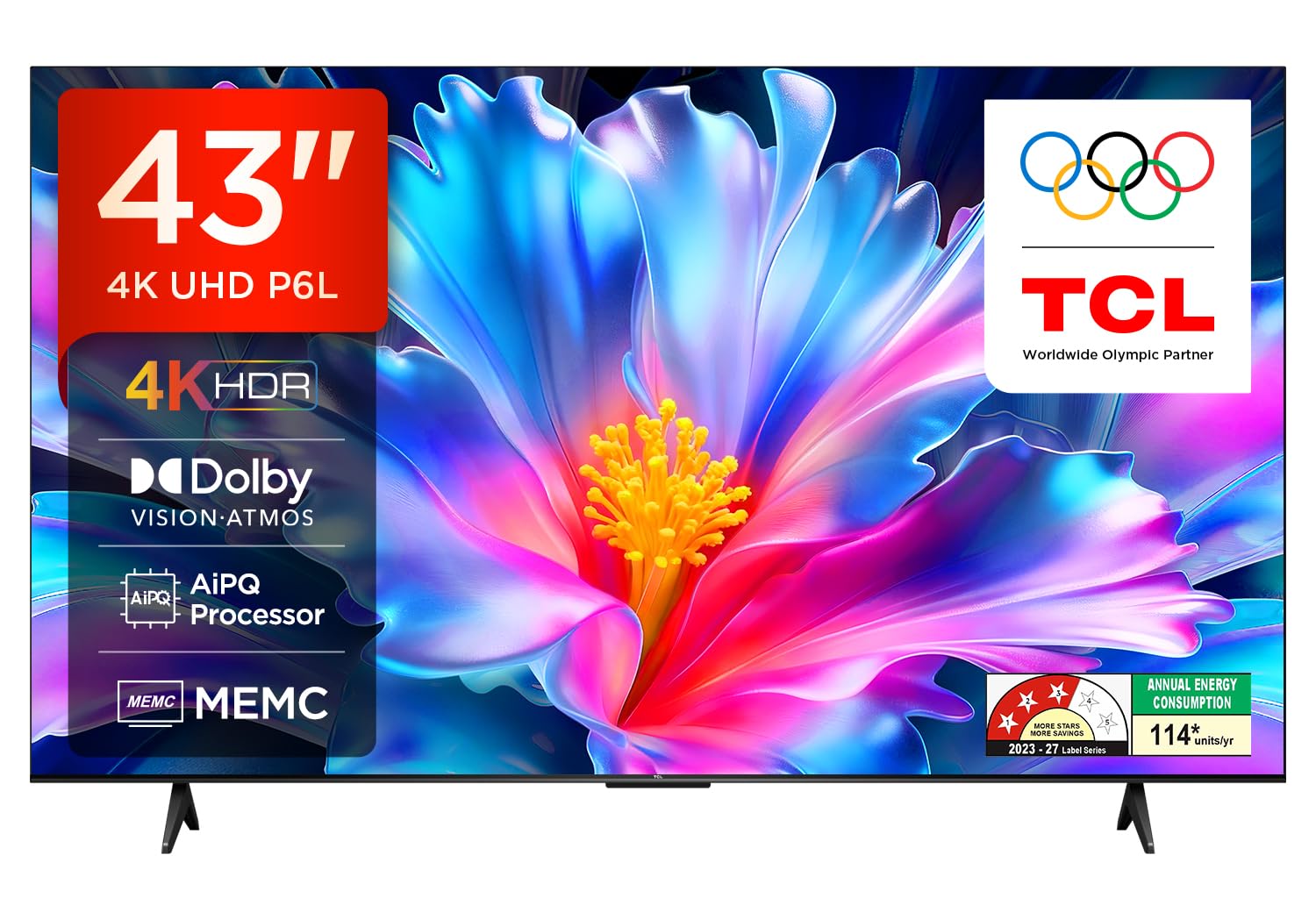 TCL 108 cm (43 inches) 4K Ultra HD Smart LED Google TV 43P6L