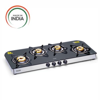Glen 4 Burner Glass Top Cooktop 1049 GT FORGED BRASS BURNER