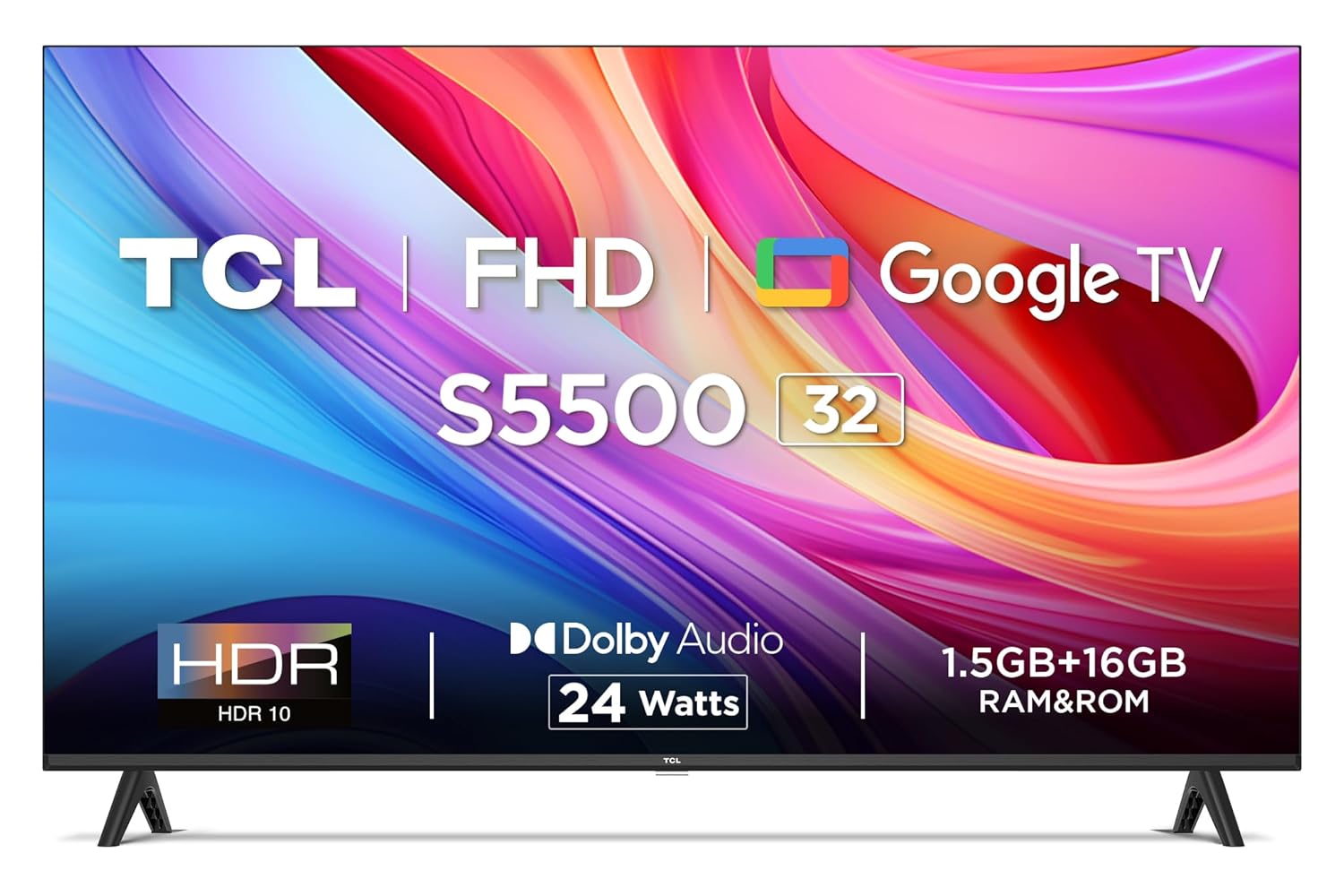 TCL 79.97 cm (32 inches) Metallic Bezel-Less S Series Full HD Smart LED Google TV 32S5500
