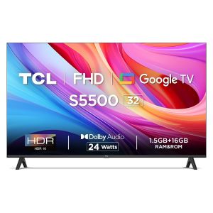 TCL 79.97 cm (32 inches) Metallic Bezel-Less S Series Full HD Smart LED Google TV 32S5500
